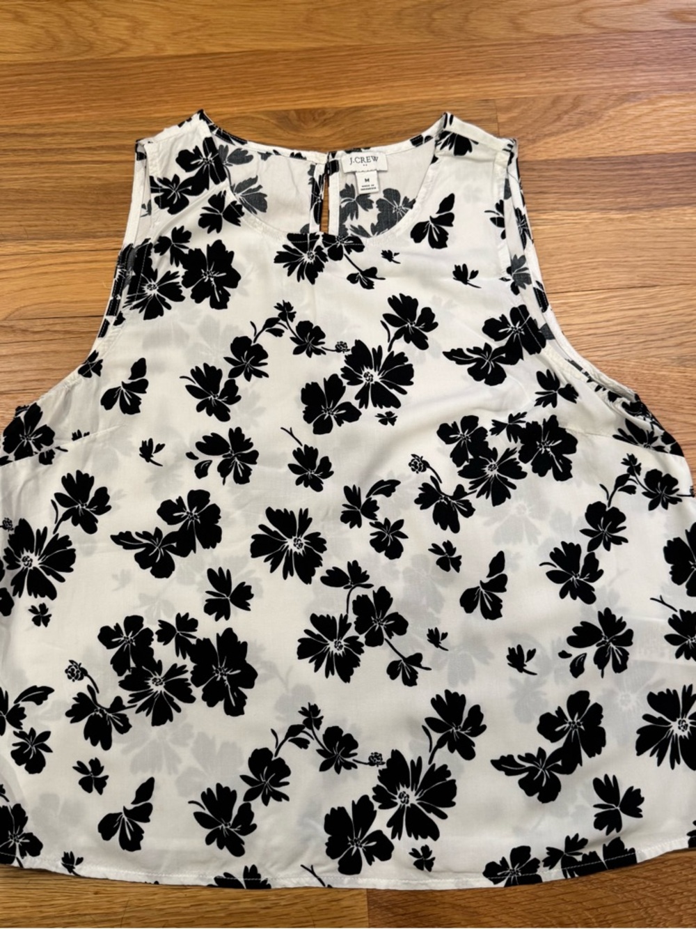 J.Crew Sleeveless Black & White Floral Crop Top